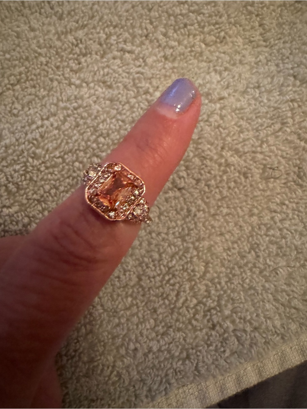 Rose Gold Citrine Halo Ring - Elegant Women's Ring